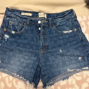 Universal Thread Blue Floral Print Denim Cutoff Shorts
